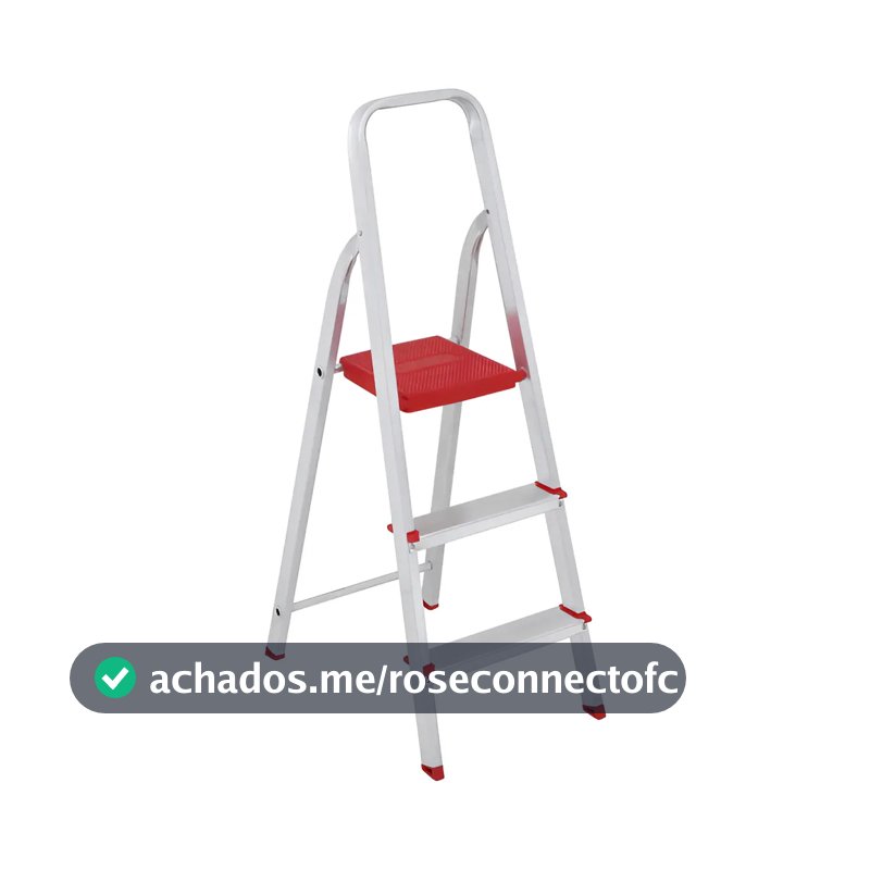 Escada De Alumínio Dobrável Compacta com 3 Degraus - Botafogo - Leve e Resistente