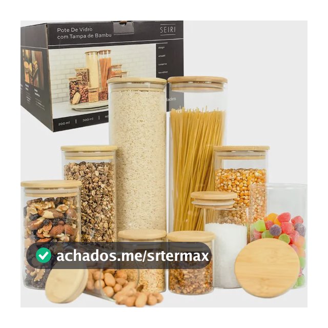 Kit 10 Potes Herméticos Vidro Tampa Bambu Seiri Para Mantimentos Cozinha