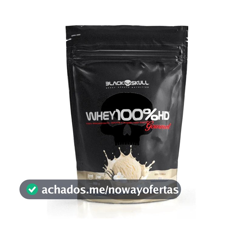 Whey 100% Hd 900g Refil Gourmet - Black Skull Sabor Baunilha