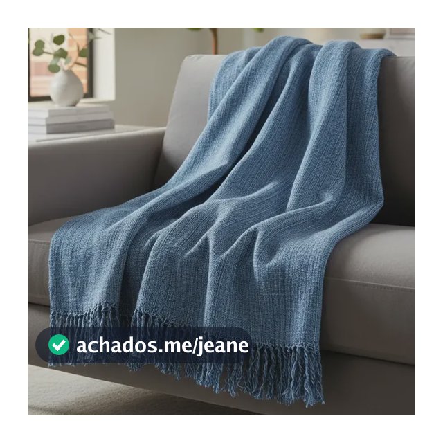 Manta Para Sofá  300 X 180 Super Grande Decorativa Luxuosa Azul Jeans Liso