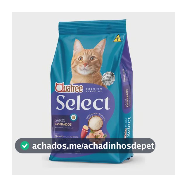 Ração Quatree Select Gatos Castrados Frango E Arroz - 10,1kg