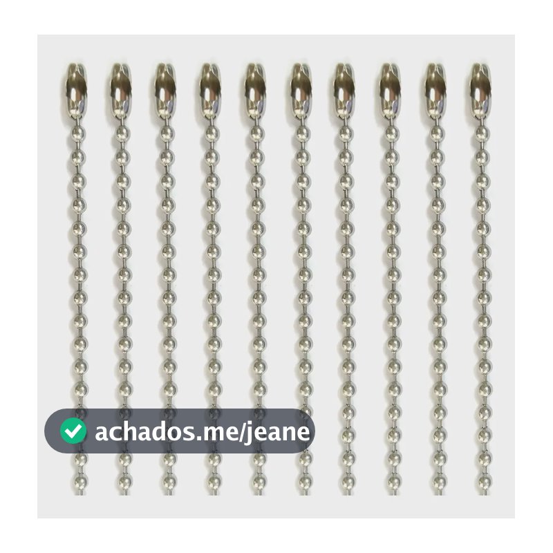 100 Corrente De Bolinha Com Canoa 10cm Tag Chaveiro Colorido Cor Prata