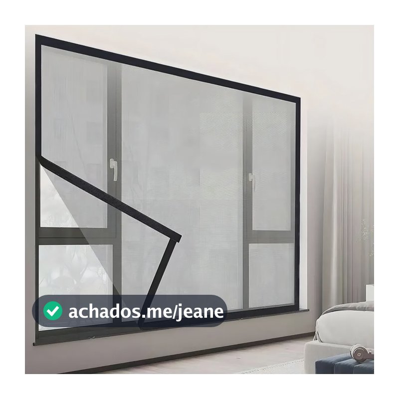 Tela Mosquiteiro Fibra Vidro Lavável Velcro Janela 1,20x1,00 Cinza