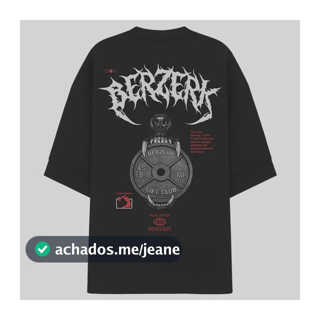Camiseta Oversized Masculina Berzerk Worldwide Academia
