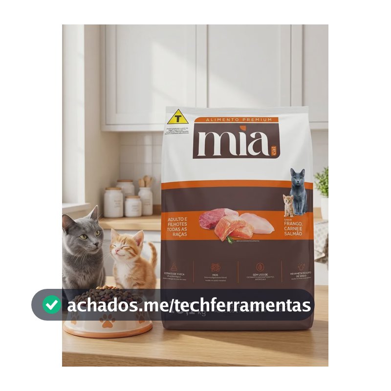 Ração Gato Mia Cat Carne Frango Salmão 10kg 27% Proteina Salmão,carne E Frango
