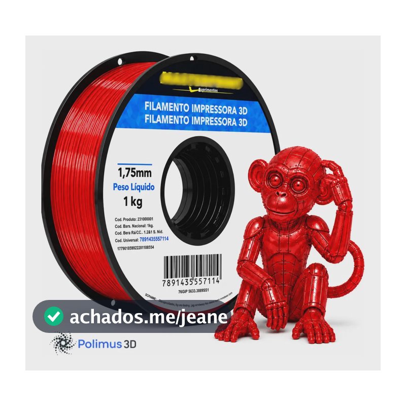 Filamento De Impressão 3D PETG Cor VERMELHO TRANSLÚCIDO 1kg Brilho Premium Para Imprimir Peças 3D Impressora 3D Modelagem Miniaturas Enfeites e Projetos By Polimus 3D