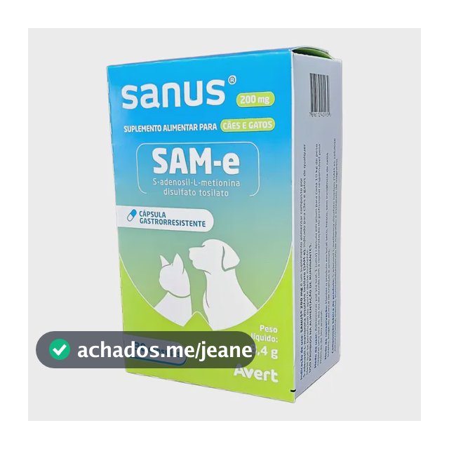 Sanus 200 Suplemento Para Cães E Gatos 30 Cápsulas Avert