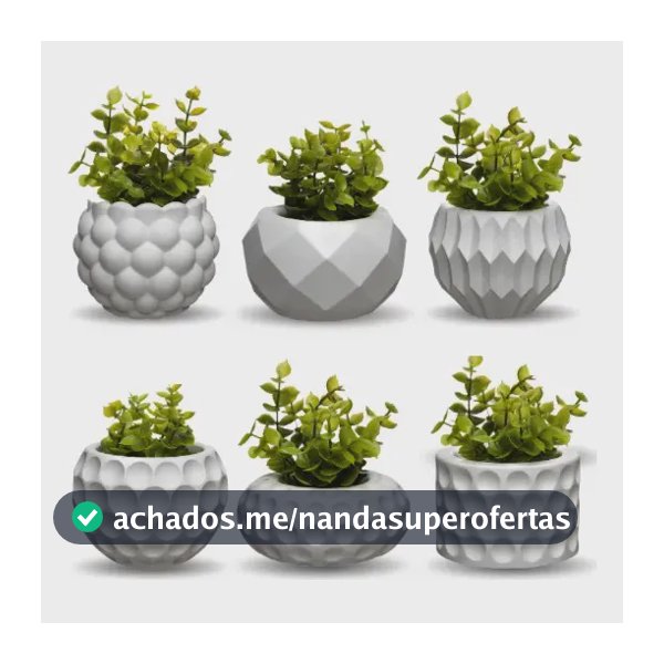 Kit 6 Vasos Decorativos C/ Planta Artificial Enfeite Casa Nf Branco