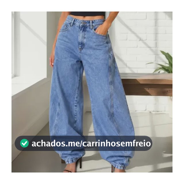 Calça Jeans Barrel Feminina Mom Ballon Cintura Alta