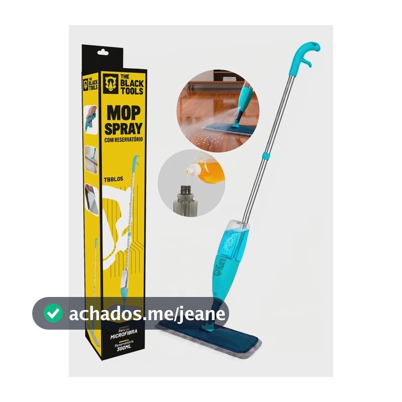Mop Spray Vassoura Rodo Magico Limpeza 360º Profissional Azul