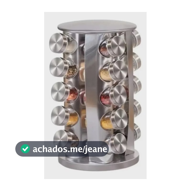 Porta Tempero 20 Potes Giratorio Inox Redondo + Etiquetas Inox