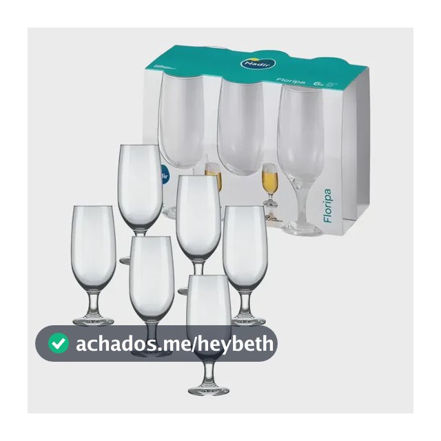 Kit 6 Taças Floripa Cerveja Nadir Vidro 300ml