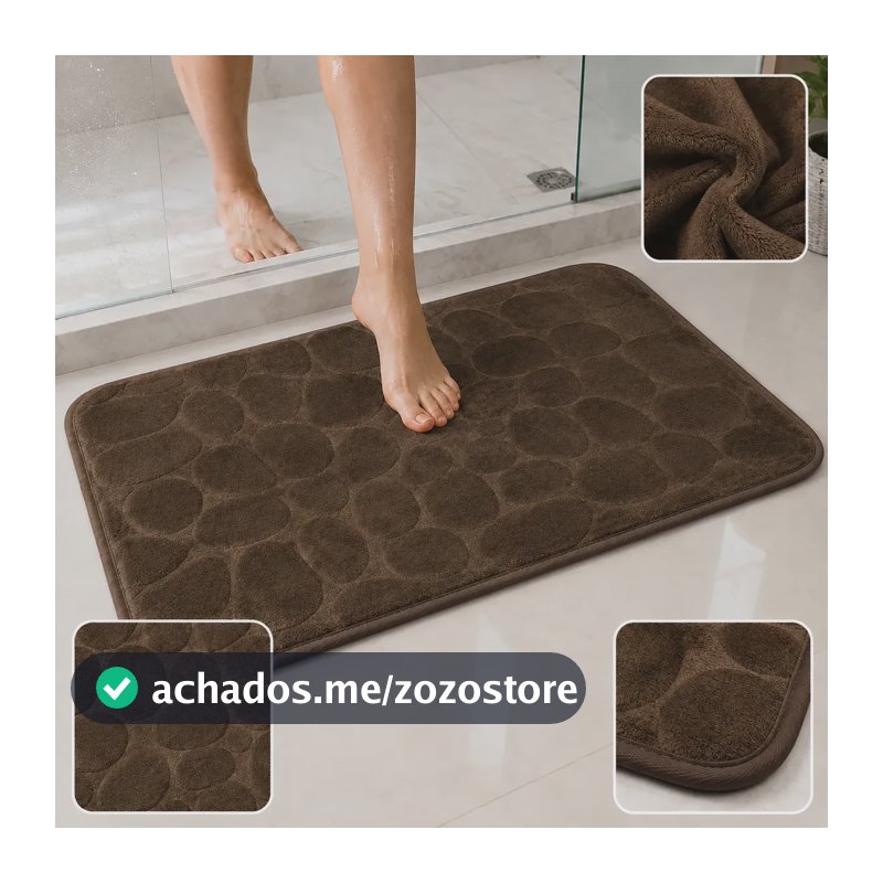 Tapete Banheiro Antiderrapante Absorvente Macio Pelúcia Soft Marrom