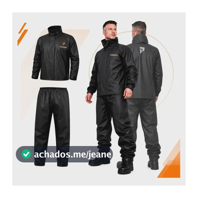 Capa De Chuva Moto Pioneira Impermeável Motoqueiro Pvc Preto