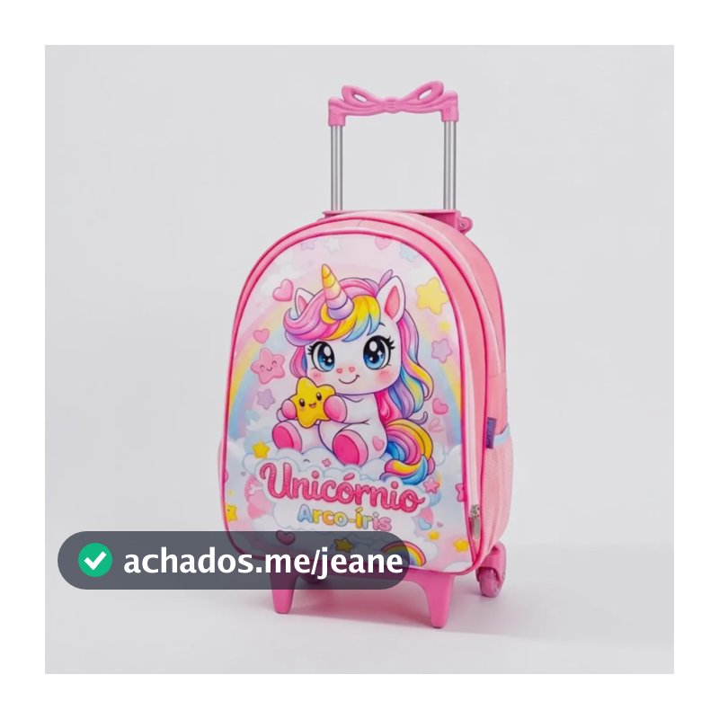 Mochila De Rodinha Escolar Bolsa Infantil Menina | Unicórnio Rosa Unicórnio