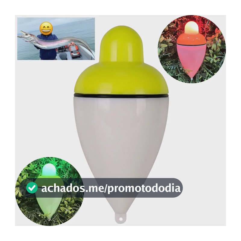 2 Boia Luminosa Led Para Pesca Espada Vermelho Verde 10 Cm Branco Com Amarelo