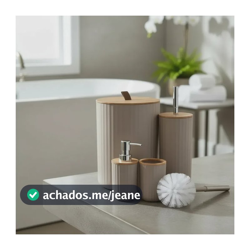 Kit Banheiro Acessórios Kit Banheiro Completo 4 Peças Tampa Fechada, Escova Sanitária, Cesto De Lixo, Porta Escova, Porta Sabonete Líquido Dona Bego