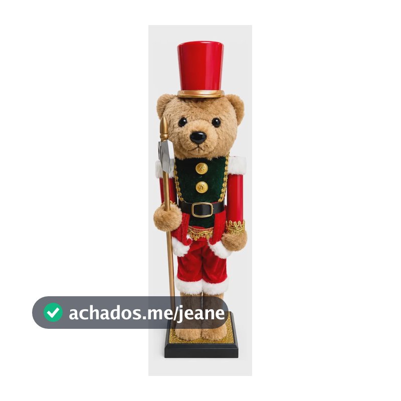 Boneco Ursinho Soldado Quebra Nozes De Natal Vermelho