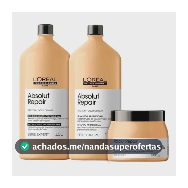 Kit Profissional L´Oréal Absolut Repair - Shampoo 1.5 L Cond 1.5 L e Másc 500 g