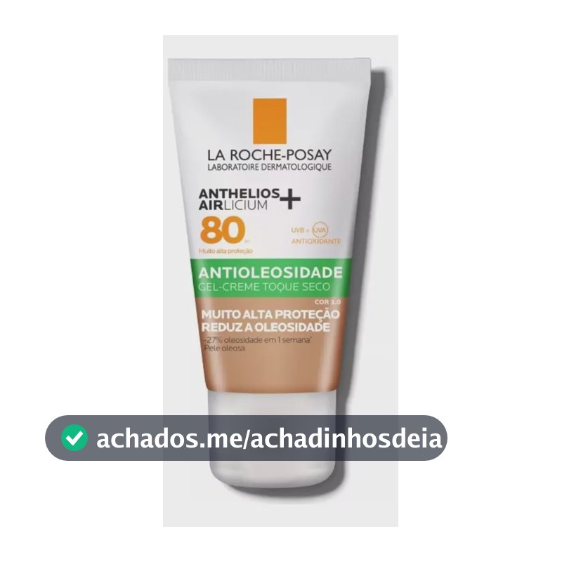 Protetor Solar Facial Antioleosidade FPS 80, Controle de Brilho por 12h, Efeito Matte, Cor 3.0, Anthelios Airlicium+ La Roche Posay, 40g
