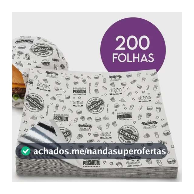 200 Folhas Papel Acoplado Térmico Mimosidades 30x38 Lanches Hamburgueria Hambúrguer Gourmet Delivery Embrulho Térmico Antigordura Resistente Fast Food Para Embrulhar Lanche Burguer Premium