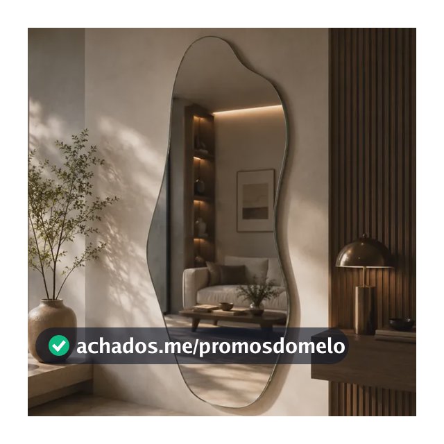 Espelho Mirano Orgânico Madrid 100x40cm Lapidado Design Luxo Suporte