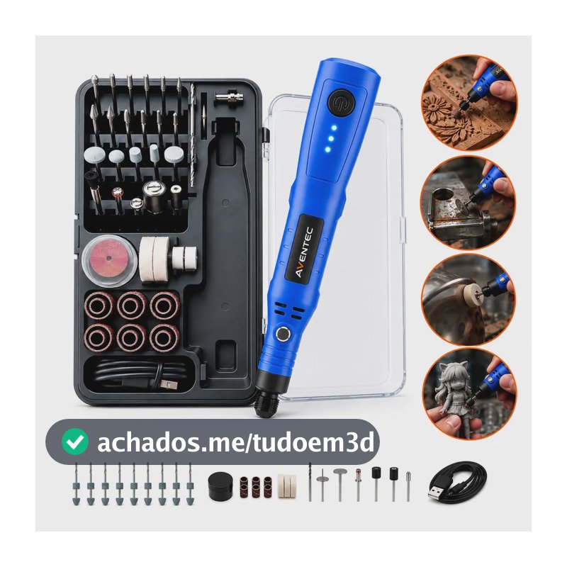 Mini Retífica Portátil Kit Profissional 76 em 1 Potente Sem fio Recarregável