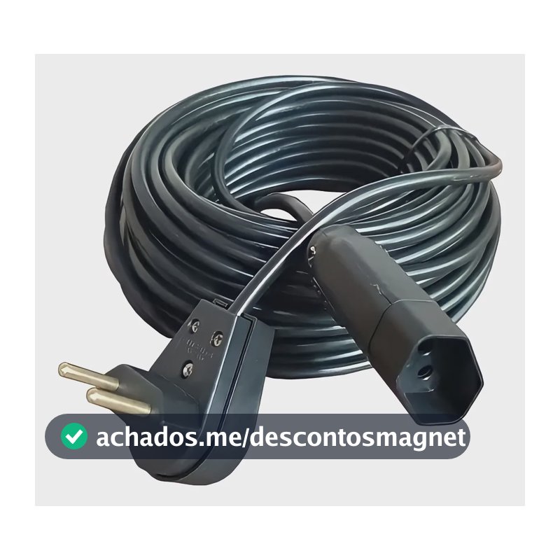 Extensão Elétrica 50 Metros 10a Cabo Pp 2x1,0 Reforçada Cor Preto Click Cabos