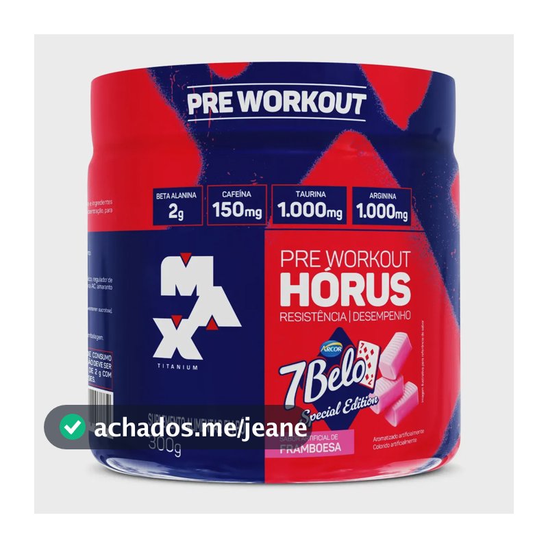 Pré Treino Hórus 7 Belo Max 300g Sabor Framboesa 150mg Cafe 7 Belo - Artificial Framboesa