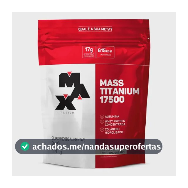 Suplemento em pó Max Titanium Mass Titanium Refil 17500 carboidratos Mass Titanium Refil 17500 sabor leite condensado em sachê de 1.4kg