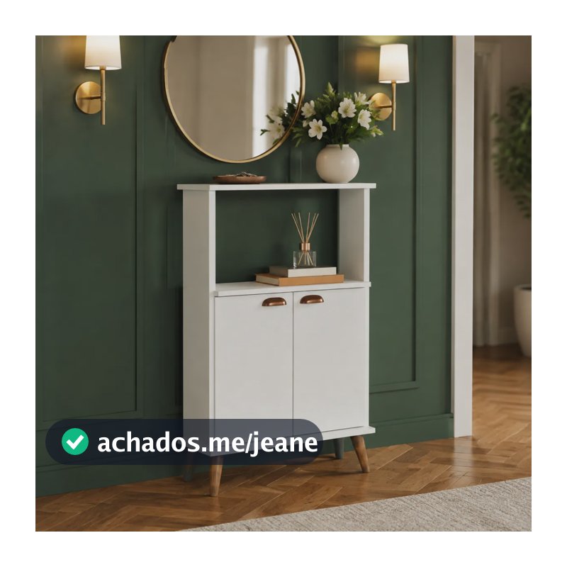 Buffet Retrô Aparador Com Nicho 2 Portas Pés Palito Mdp Branco