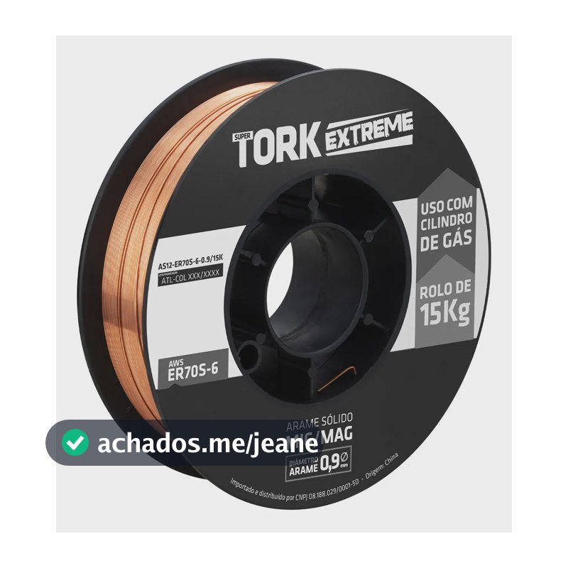 Arame Para Solda Mig Cobreado Bitola 0.9mm 15kg Er70s6 Tork Cor Cobre