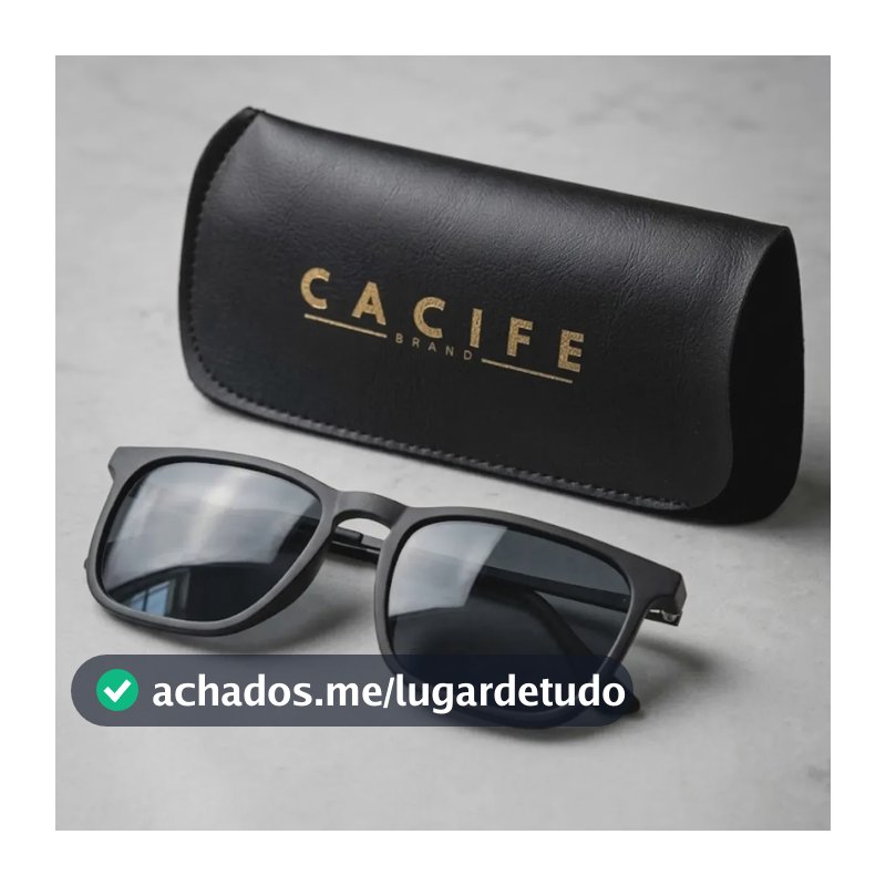 Óculos De Sol Quadrado Preto Proteção Uv400 C/ Case + Preto