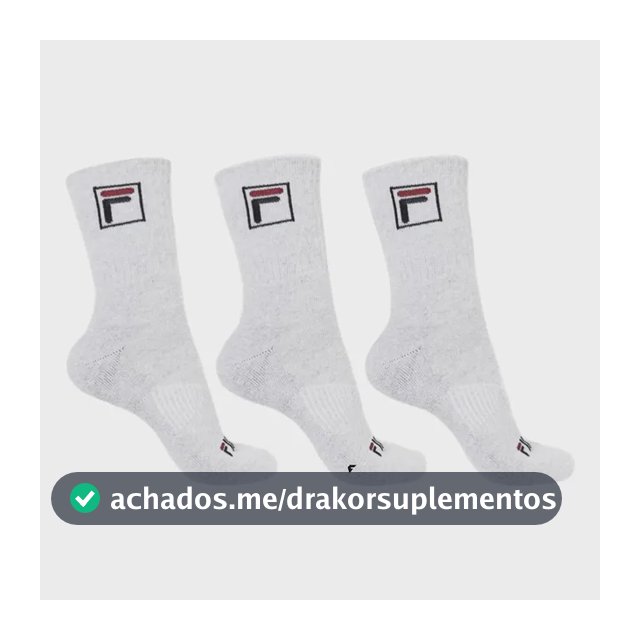 Kit Tripack Meia Fila Cano Alto Fbox Masculina Branca Meias Brancas Logo 39-43