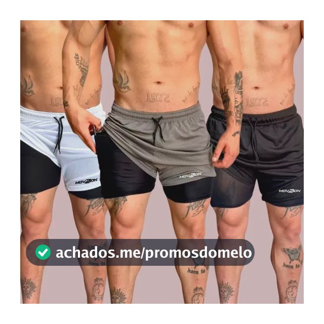 Kit 3 Shorts Masculino 2 Em 1 Dry Fit Academia Anti Odor