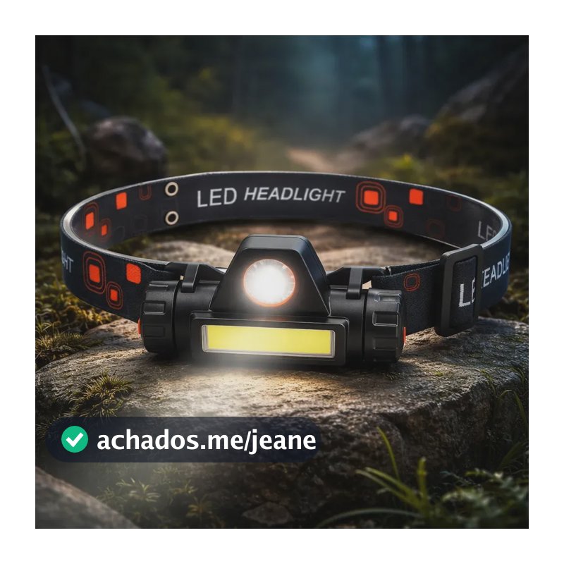 Lanterna Cabeça Recarregável LED Branca USB IPX4 Ajustável Tática Camping Trilha Corrida Ciclismo Mãos Livres Iluminação Frontal Pro Power