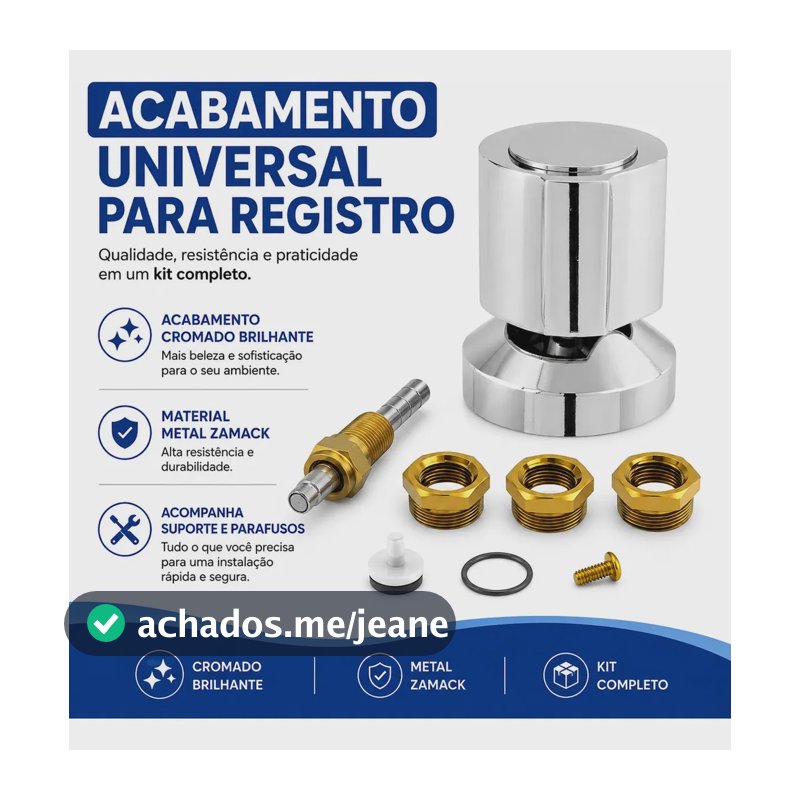 Kit Reparo Salva Registro Pressão Chuveiro Universal C-40 º Acabamento Cromado Cor Prateado