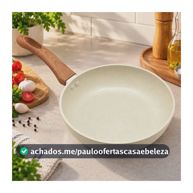 Frigideira Cerâmica Antiaderente Fogão Cooktop Indução Gás Bege 20cm