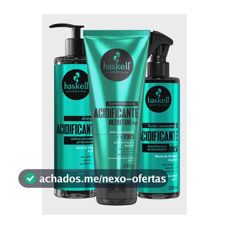 Kit Haskell Acidificante Sh 300ml Másc 240gr E Fluido 200ml