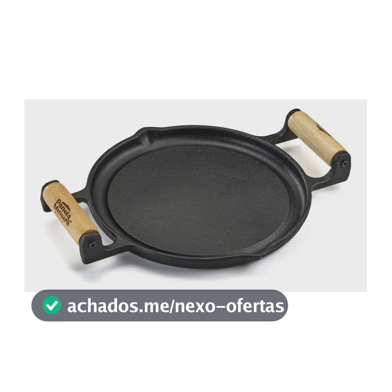 Bifeteira Ferro Fogo Forte22x2cm Alça Madeira Panela Mineira Preto