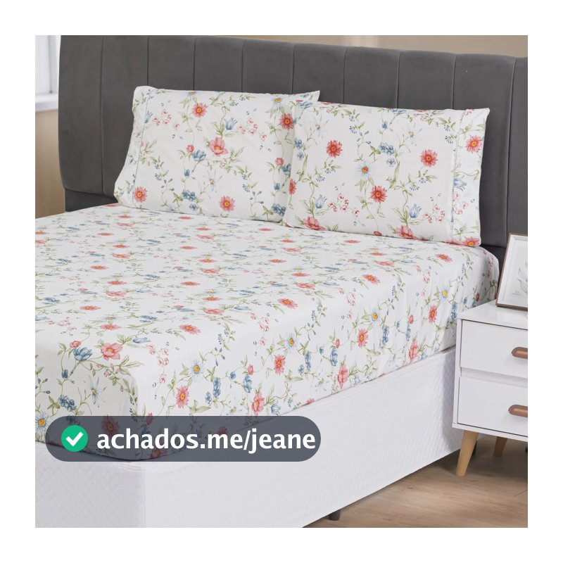 Jogo De Lençol Queen Micropercal 400 Fios Sofisticado 3pç Jardim Aquarela Estampado