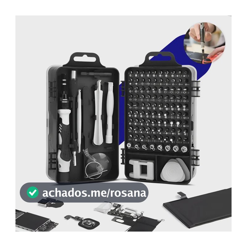 Kit Chave Precisão Profissional 115 Peças Magnético Manutenção Celular Notebook Jogo Compacta Multiuso iPhone Computador Vídeo Game Tablet Philips FendaTorx Y Nixzen