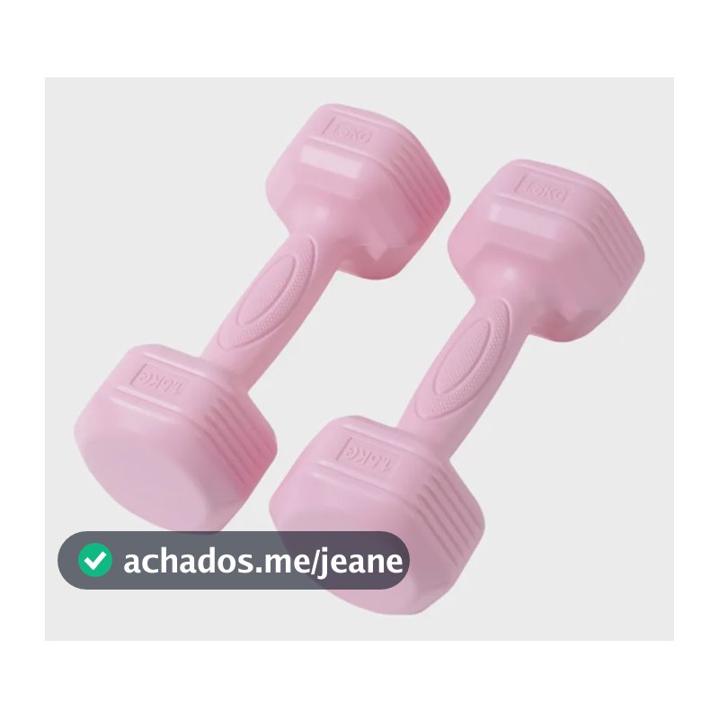 Par Halter Sextavado Emborrachado 1kg Academia Musculação Rosa
