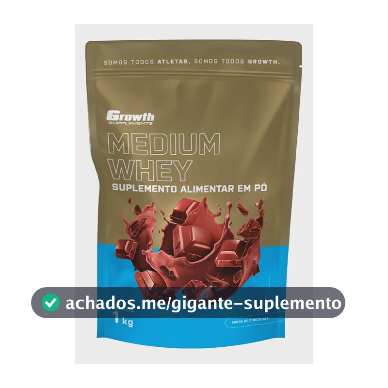 Whey Protein Medium 1kg Growth Supplementos - Chocolate