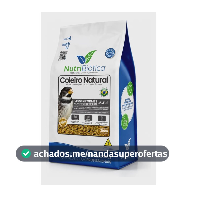 Ração Coleiro Nutribiótica 300g Extrusada Super Premium