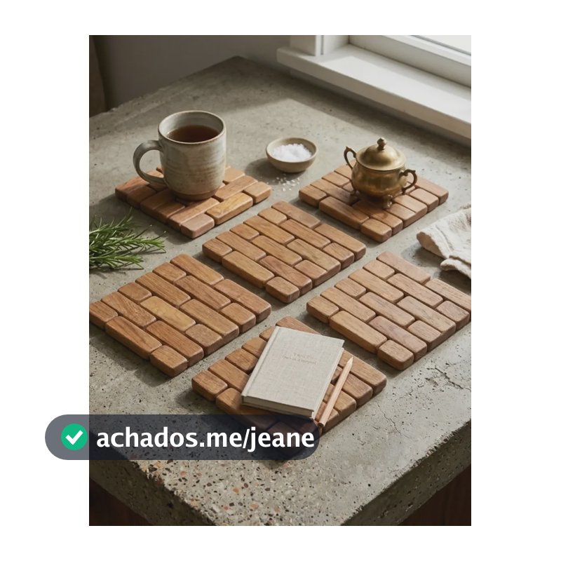 Kit 6 Descanso De Bambo Para Panelas Quente 12x12cm Proteção Marrom