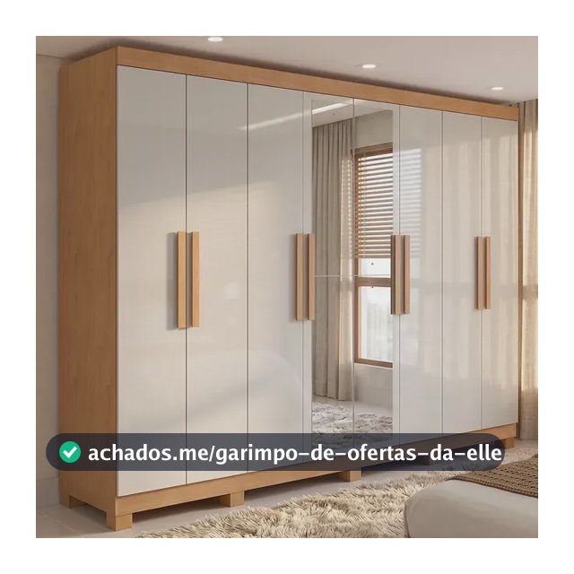 Guarda-roupa Casal Móveis Lopas Easy Slim 8 Portas Com Espelho E Gavetas