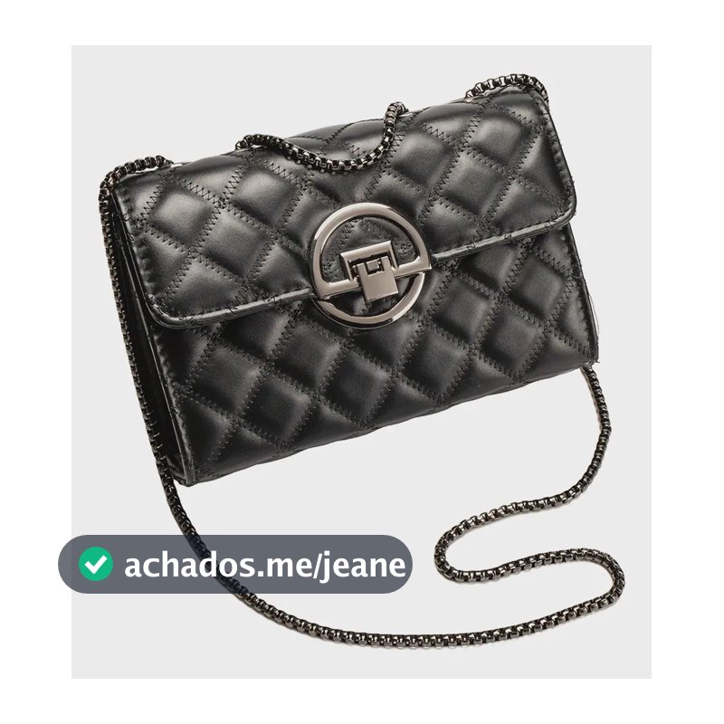 Bolsa Feminina Pequena Transversal Matelasse Bordada   Preto Poliéster Ferro