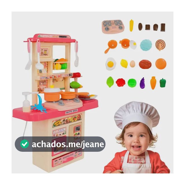ATENTU Kit Cozinha De Brinquedo Completa Infantil Cor Rosa