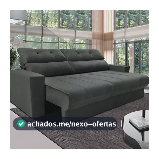 Sofá 3 Lugares Clean Retrátil Reclinável Cama Inbox 1,70m Velusoft Cinza